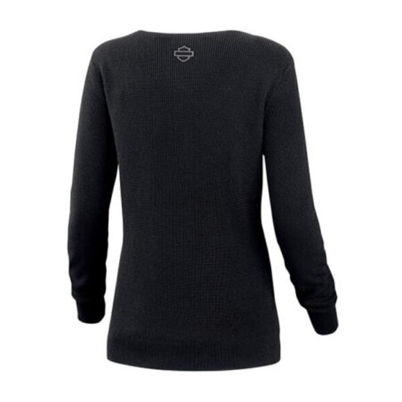NWT Harley Davidson Wool Blend Crossover Sweater Size Extra Small, Black - Picture 1 of 9